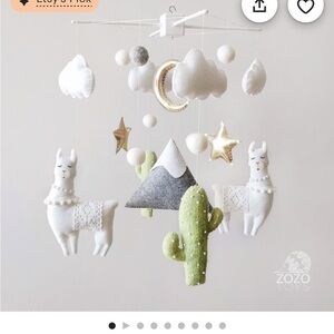 Llama & Cactus Baby Mobile – Boho Nursery Décor